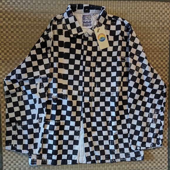 NWT Jungmaven Olympic Jacket Hemp Stamp Checker Men's Size Medium Made in USA